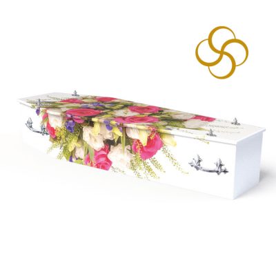 Bouquet Persona colourful printed coffin
