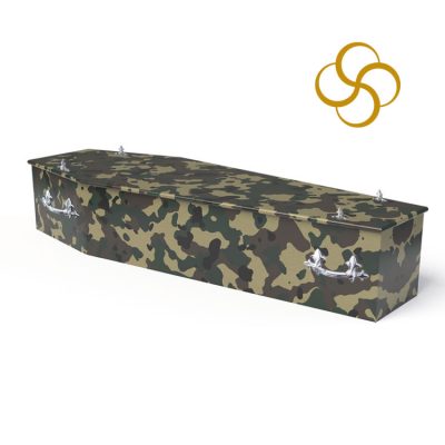 Camouflage Persona colourful printed coffin