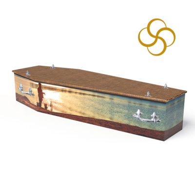 Fisherman Persona colourful printed coffin