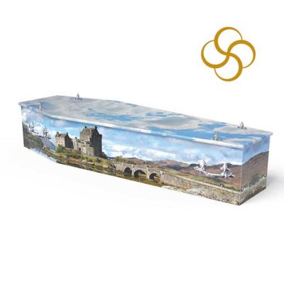 Historic Castle Persona colourful printed coffin