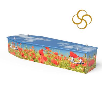 Poppies Persona colourful printed coffin