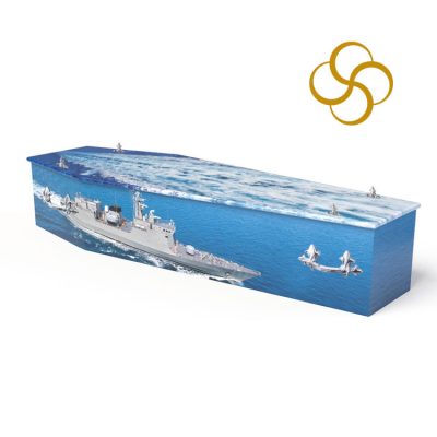 Rule Britannia warship Persona colourful printed coffin