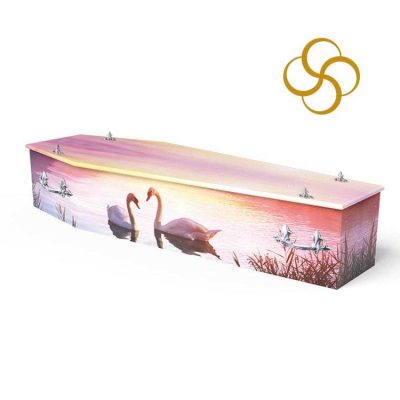 Swans Persona colourful printed coffin