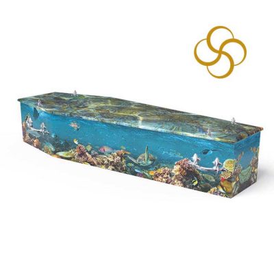 Tropical Reef Persona colourful printed coffin
