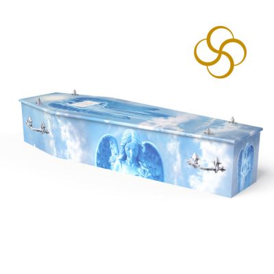 Blue angel amongst the clouds Persona colourful printed coffin
