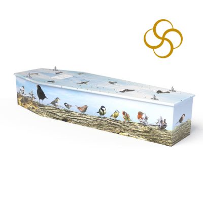 Garden Birds Persona colourful printed coffin