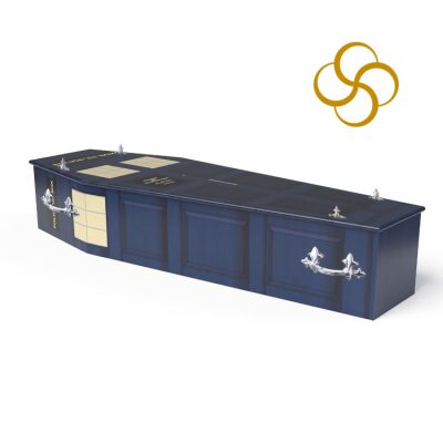 Old English blue police box Persona colourful printed coffin