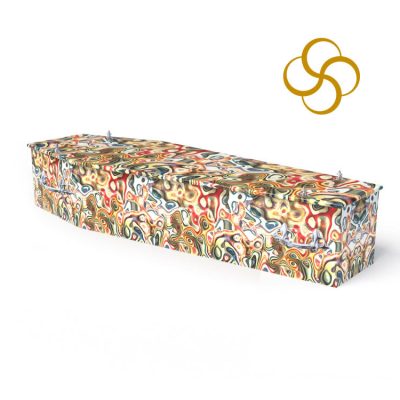 Psychedelic paint Persona colourful printed coffin