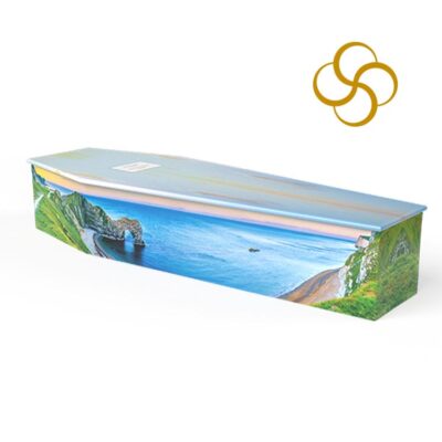 durdle door persona colourful printed coffin