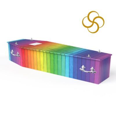 rainbow panels persona colourful printed coffin